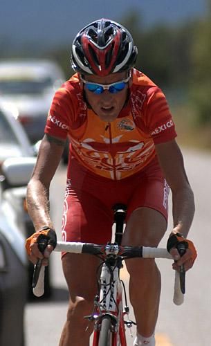 Michael Rasmussen rides on anger during the fourth stage after the previous day's events.