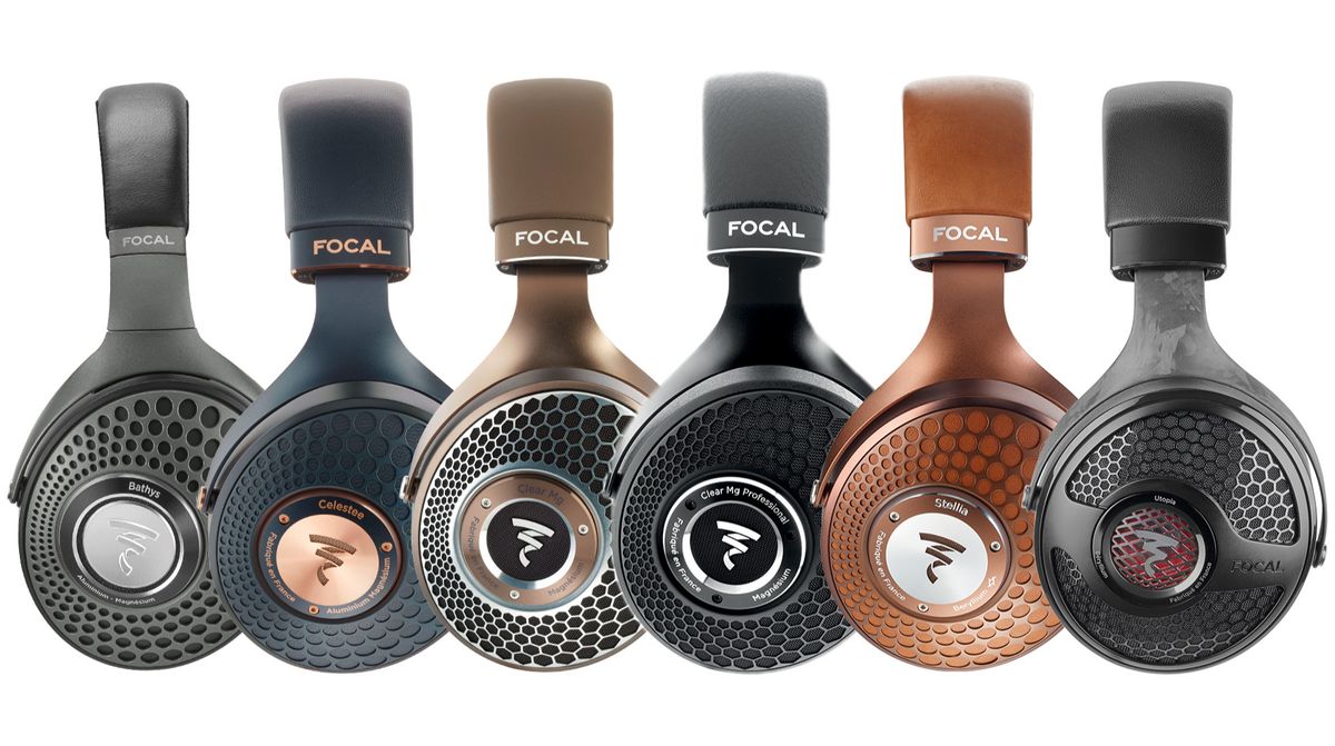 Focal headphone range - six headphones arranged one after the other