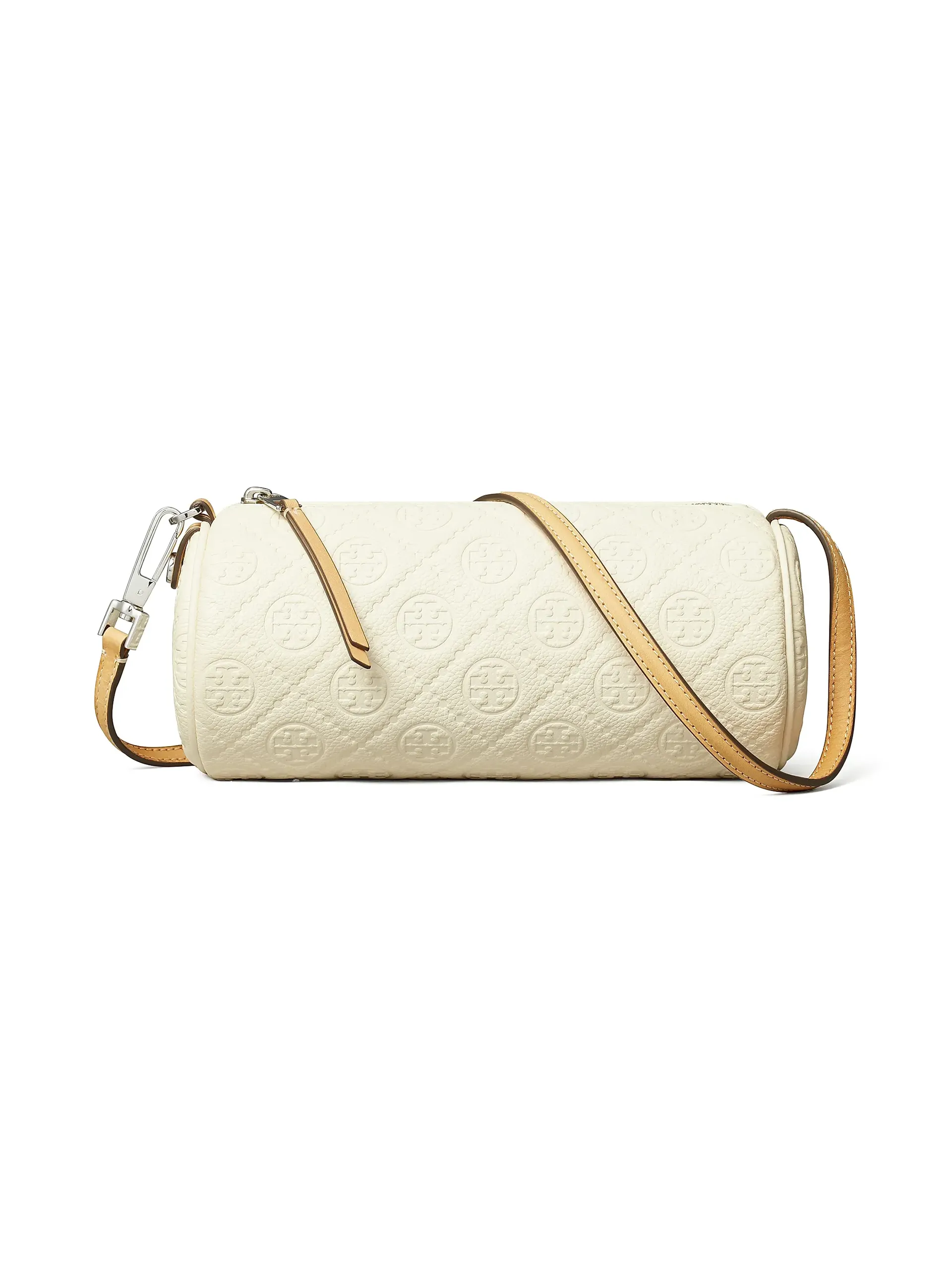 T Monogram Pebbled Leather Cylinder Bag