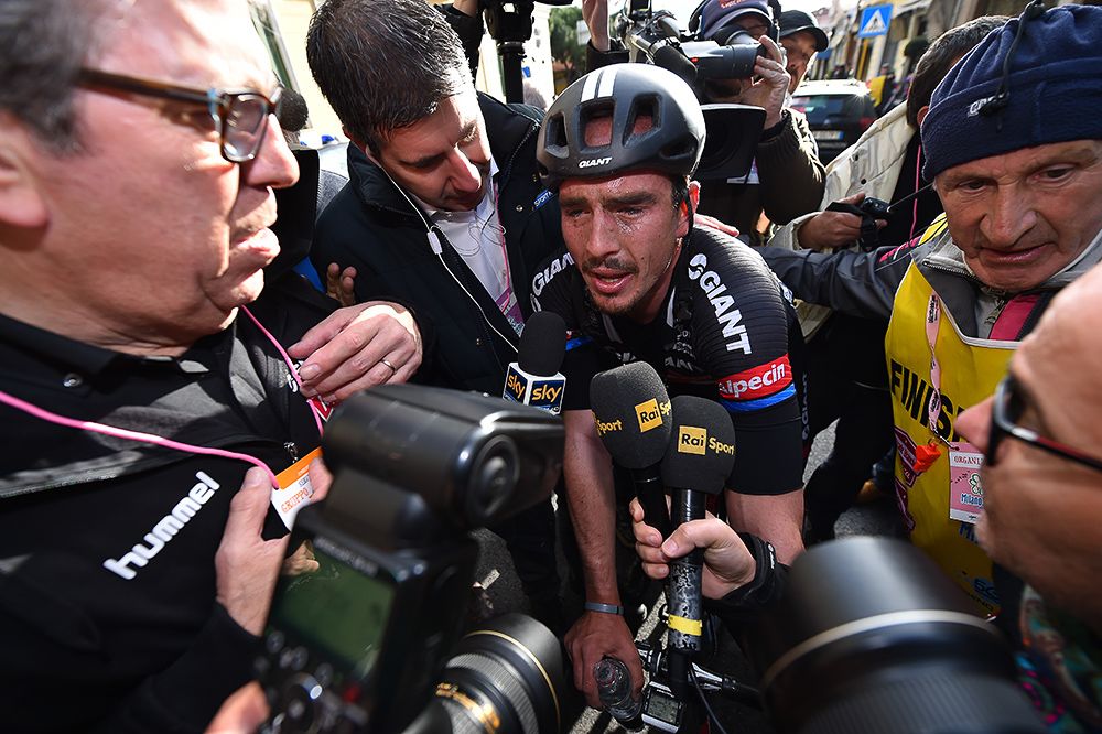 Degenkolb is swarmed after his win.