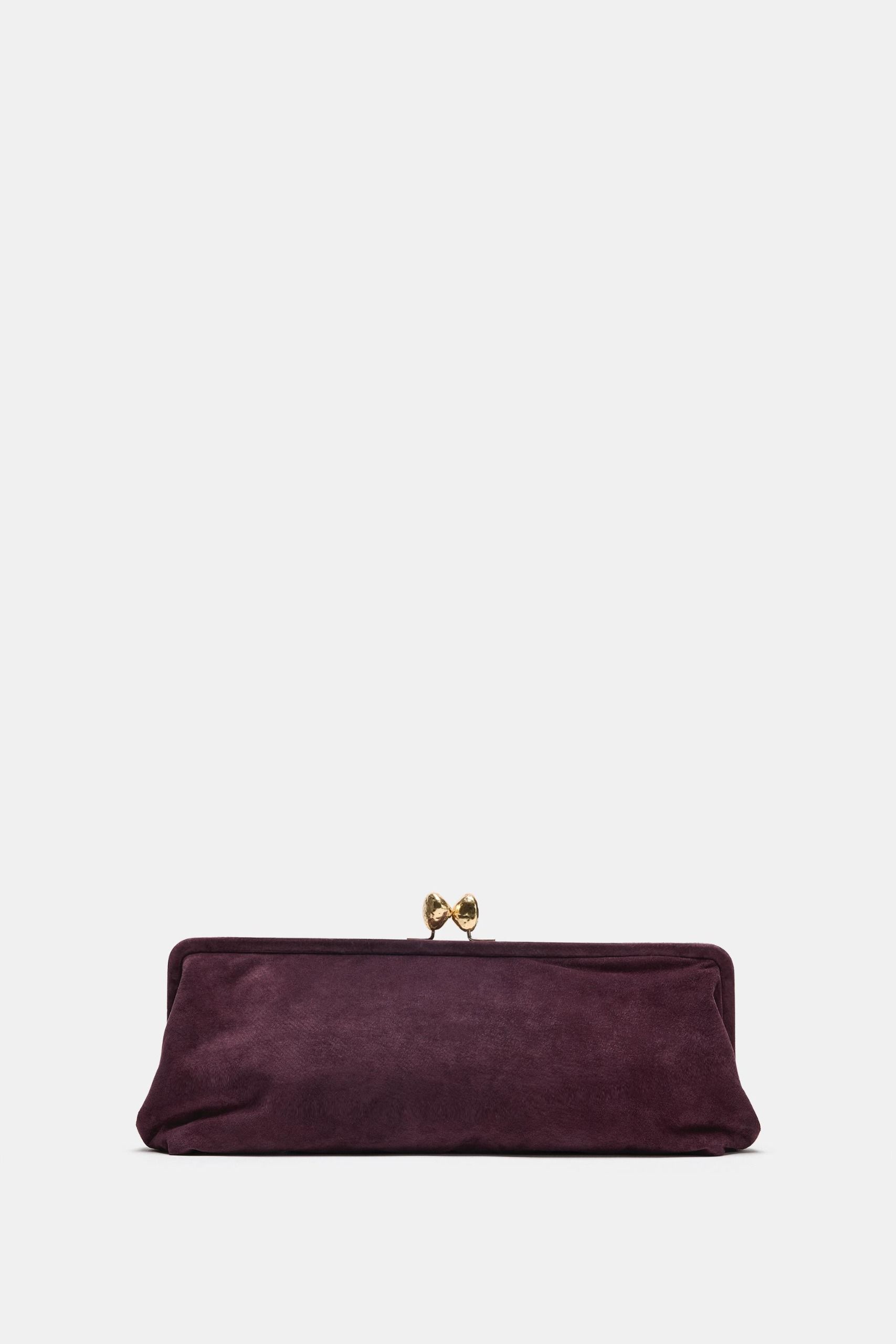 Leather Clutch - Burgundy Red - One Size Only