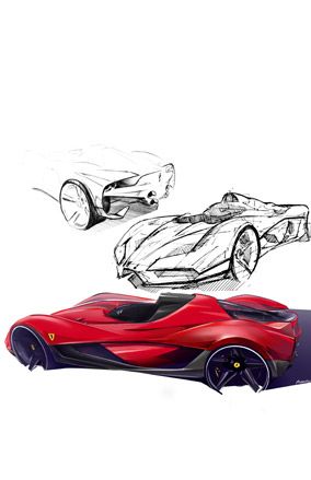 Red Ferrari sketches