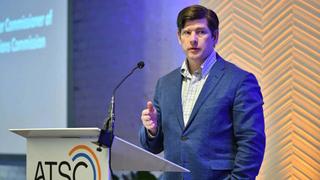 Former FCC member Nathan Simington at 2025 ATSC meeting
