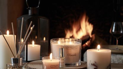 Autumnal candle arrangement by The White Company