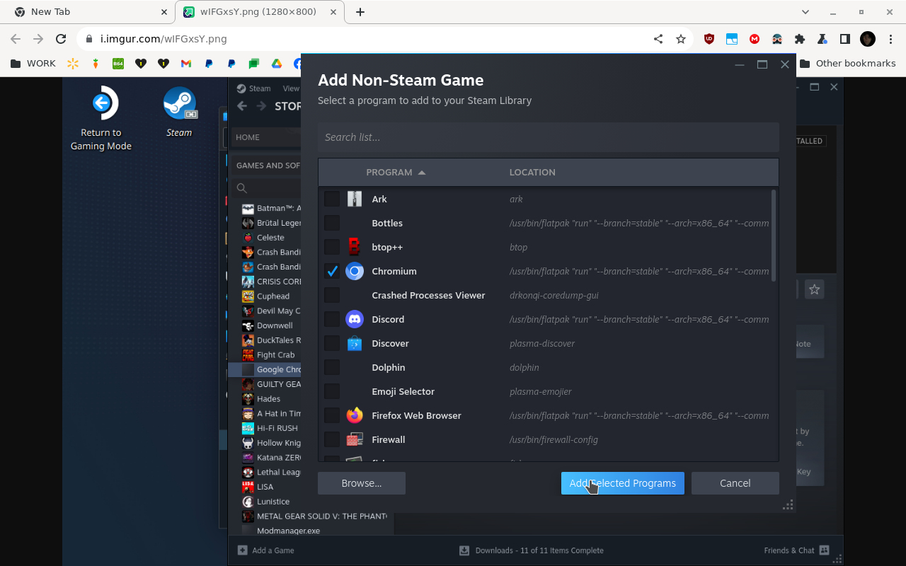 Desktop Mode screenshot(s) for setting up DOS_deck for usage in Steam Deck's Gaming Mode.