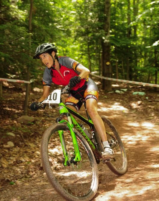 Bryna Blanchard (Windham) descending on lap two