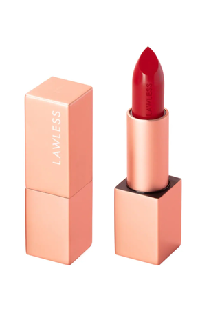 A Lawless lipstick set against a white background.