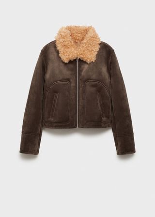 Suede-Effect Jacket With Fleece Collar - Women | Mango Usa