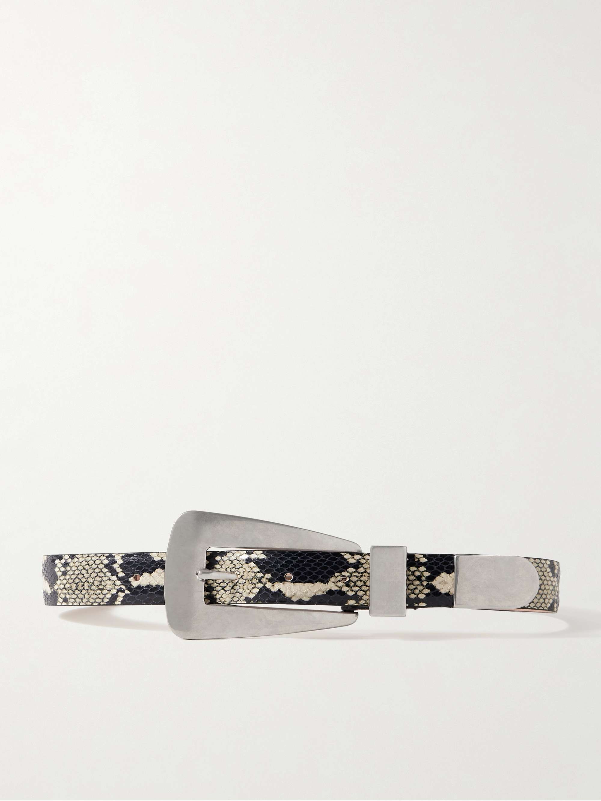 Lucca Snake-Effect Leather Belt