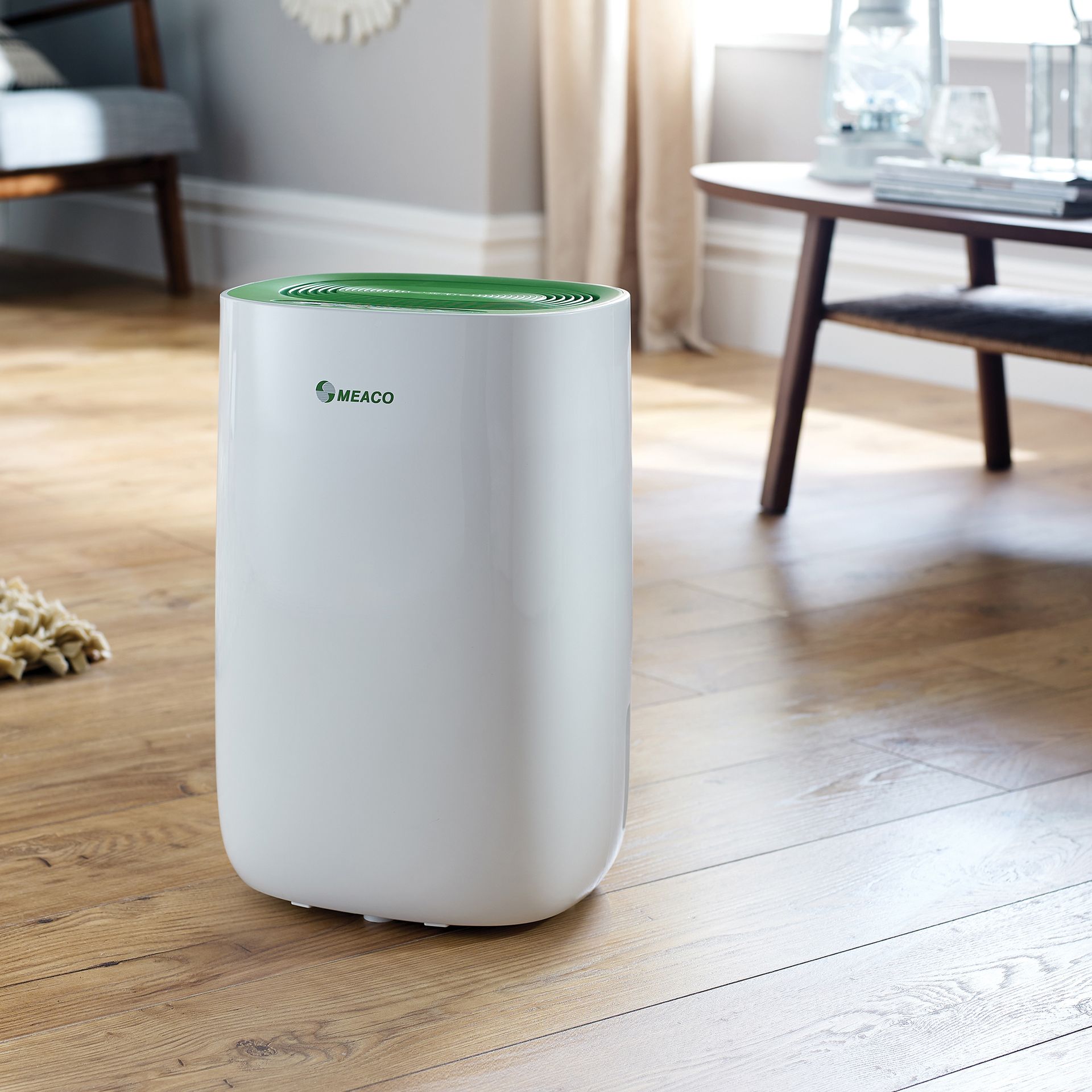 white dehumidifer in home