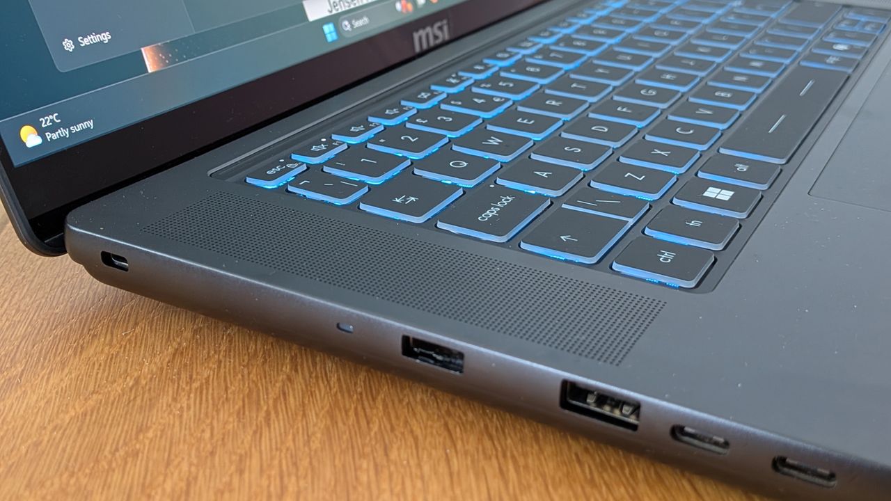 The MSI Stealth 16 AI+ on a desk