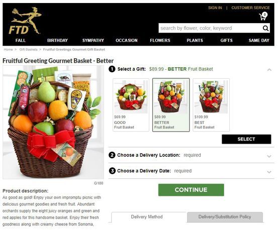 You can view a detailed picture and description of the gift basket on FTD&rsquo;s website.