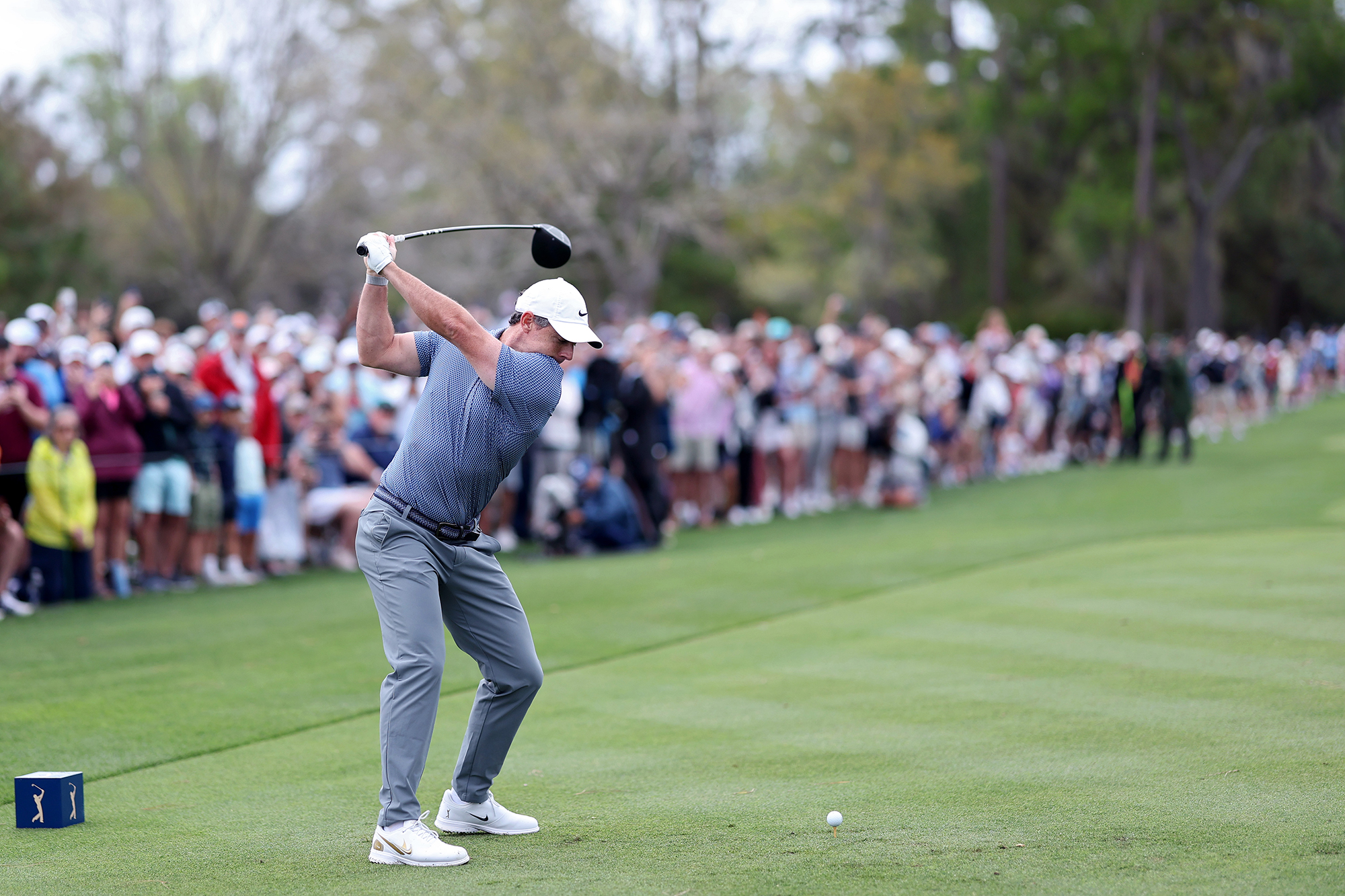 Rory McIlroy at the top of his backswing with driver, demonstrating a perfect lead arm and wrist angle