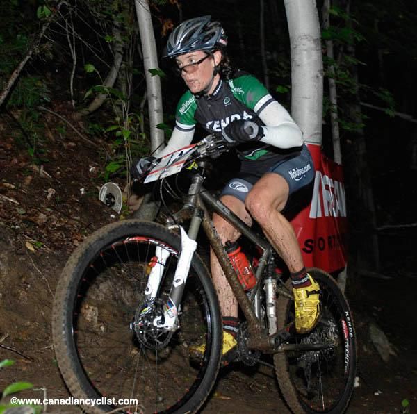 Even lightly tinted glasses were too much for Mary McConneloug on this section of the track.