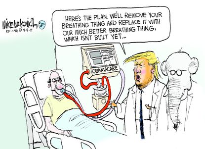 Political Cartoon U.S. Trump GOP Obamacare