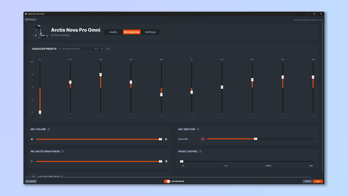 A screenshot of the SteelSeries GG app