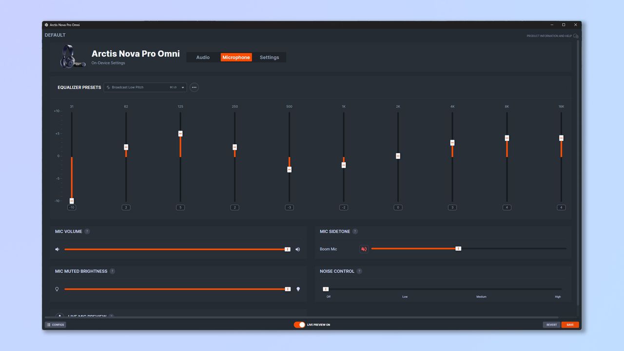A screenshot of the SteelSeries GG app
