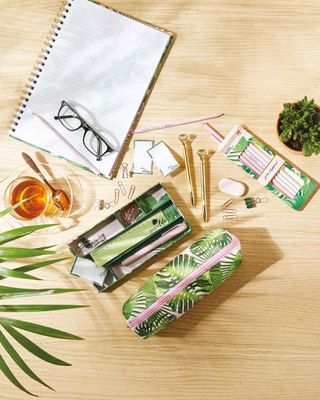 Script Palm Leaf Stationery Set