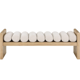white boucle bench