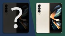 Samsung Galaxy Z Fold 4 silhouetted next to a normal shot of the Z Fold 4