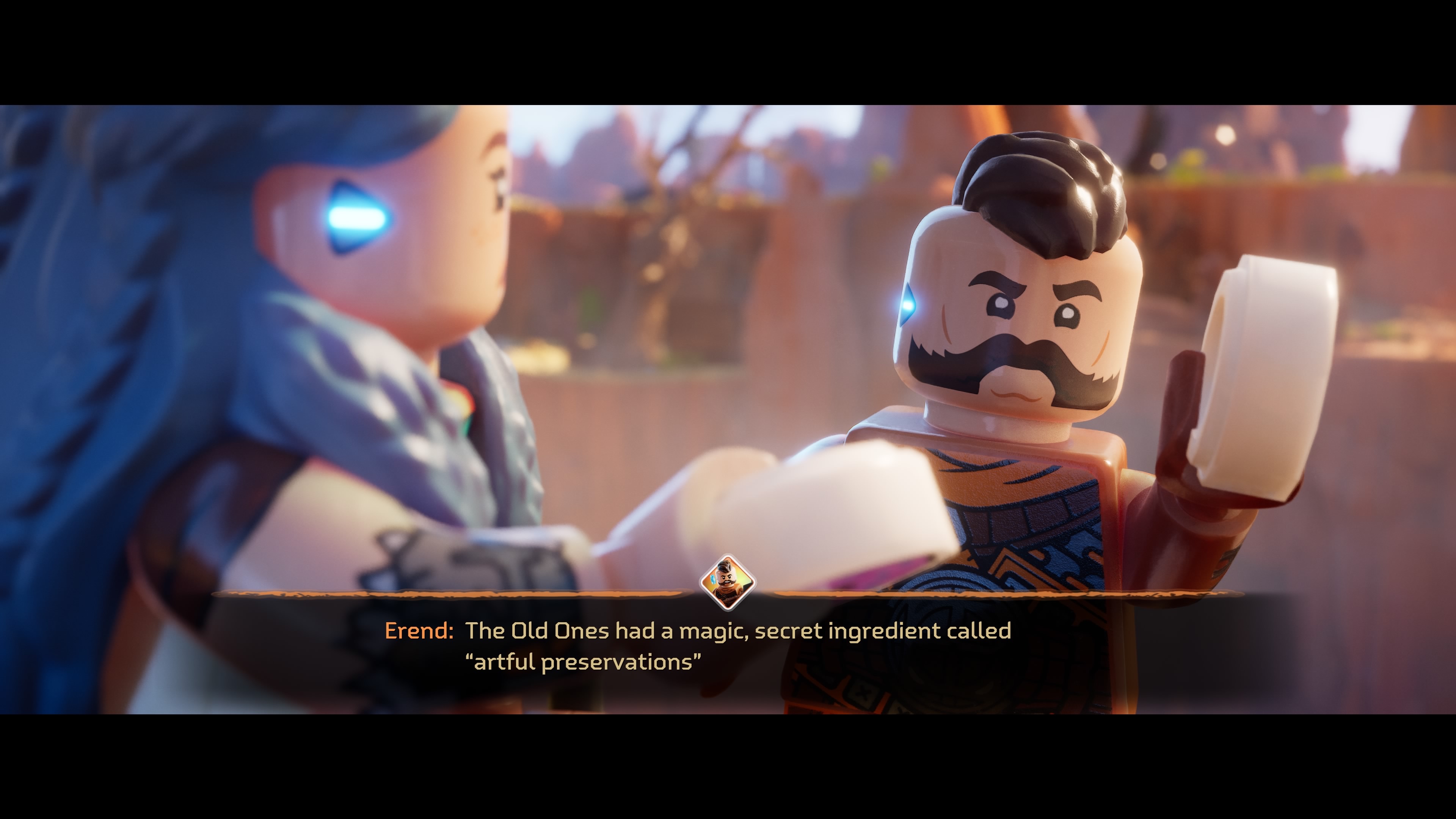 A snapshot of a cutscene in Lego Horizon Adventures