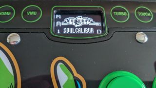 A close up of the screen on the Octopus Arcade Stick in use