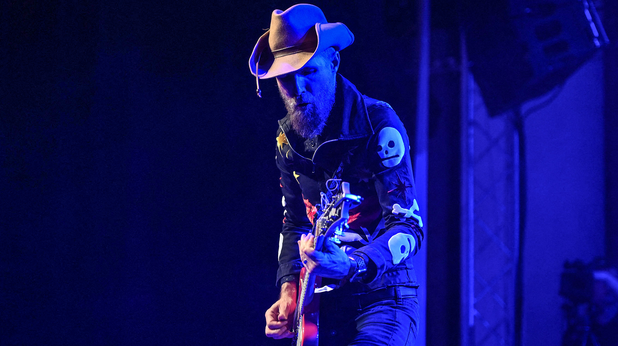 Robin Davey of Beaux Gris Gris &amp;amp; The Apocalypse performs during the Blues Alive festival 2025 in Sumperk, Czech Republic, on November 14, 2025.