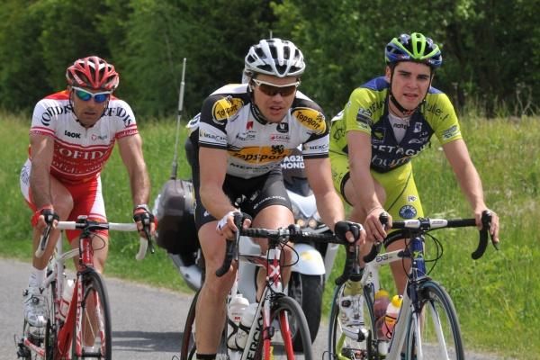 St&eacute;phane Auge (Cofidis), Steven Van Vooren (Topsport Vlaanderen-Mercator) and Johan Le Bon (Bretagne &ndash; Schuller)