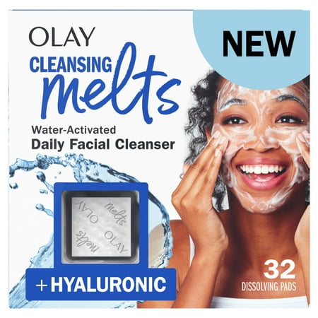 Olay Cleansing Melts + Retinol Face Cleanser, 32 Count, Water-Activated Face Wash Cleans, Tones, and Refreshes Skin