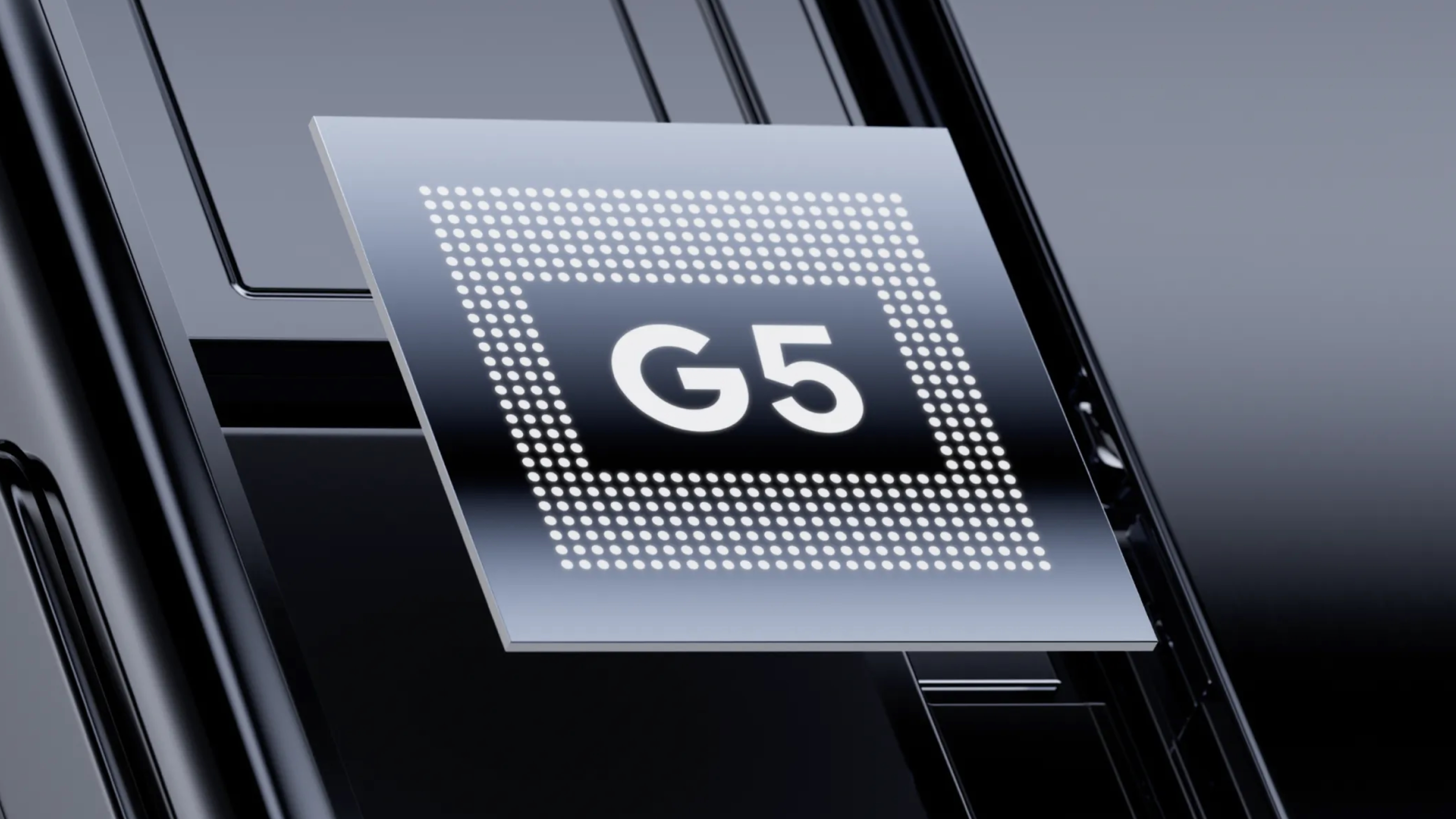 A press render of the Google Tensor G5 chip.