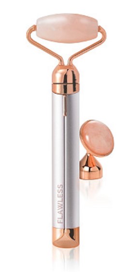 how to use vibrating rose quartz roller Rose Quartz Electrical Massage Youth Facial Roller – ErthSkin London main image 1