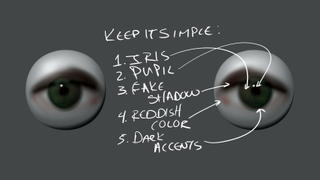 A pair of 3D eyes with accompanying label notes