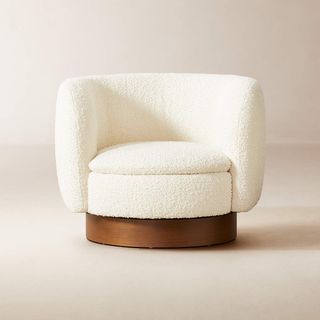 White boucle swivel chair