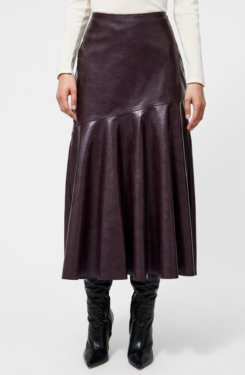Kayleigh Pleated Faux Leather Midi Skirt