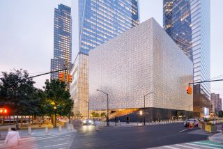 The exterior of the Perelman Performing Arts Center at the World Trade Center site in NYC.