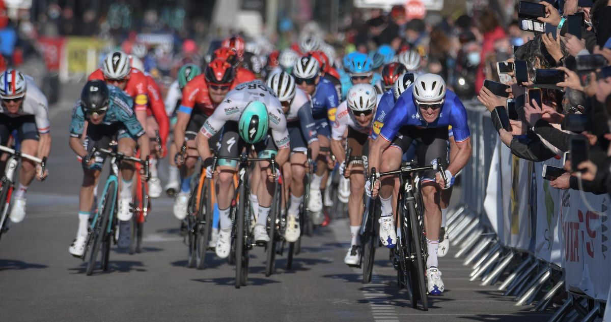 Tour de la Provence 2021 6th Edition 1st stage Aubagne SixFourslesPlages 1823 km 11022021 Davide Ballerini ITA Deceuninck QuickStep Arnaud Demare FRA Groupama FDJ Ide Schelling NED Bora Hansgrohe photo William Cannarella CVBettiniPhoto2021