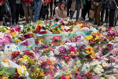 Flowers in remembrance of the London attack victims.