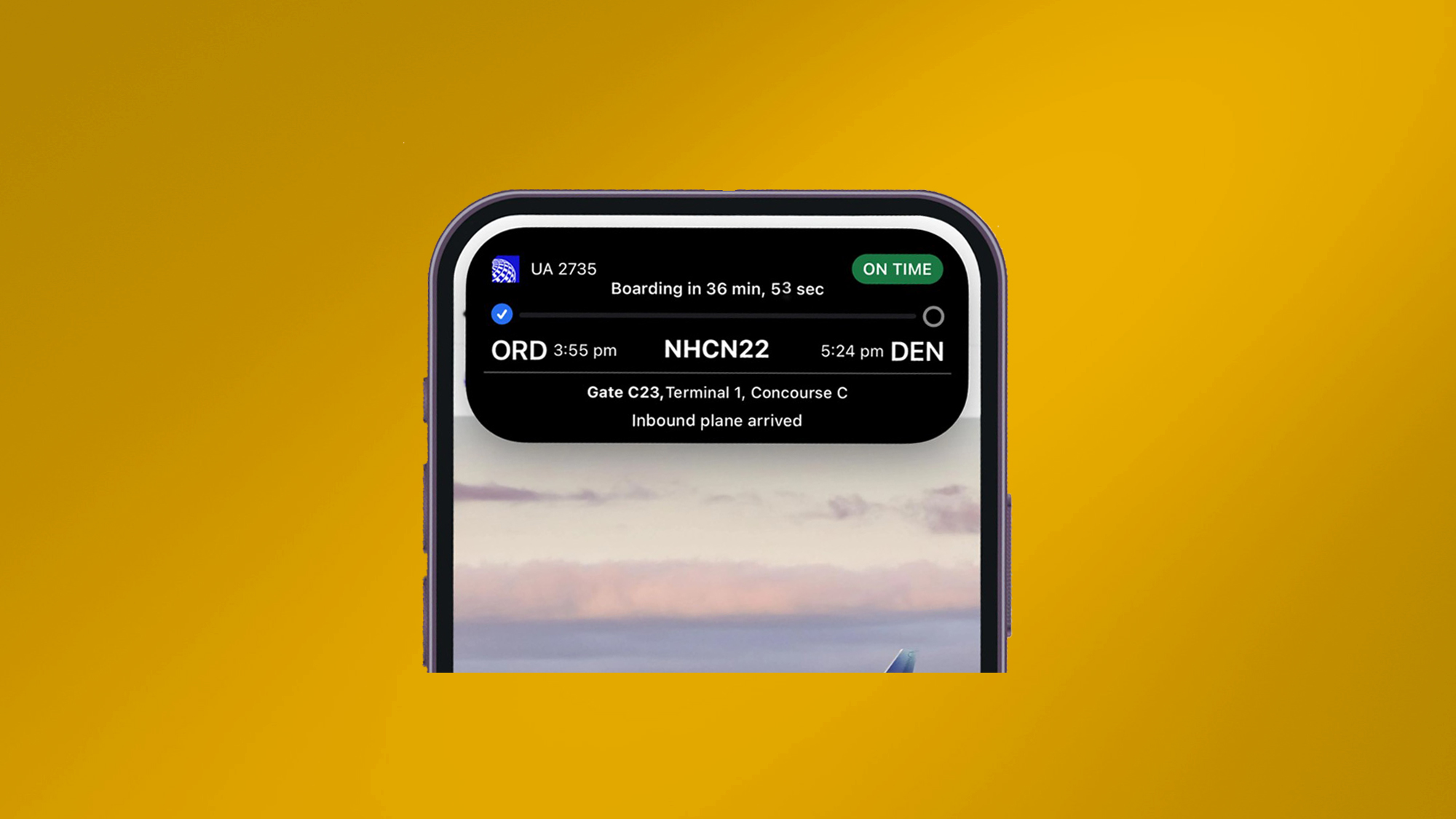 united airlines dynamic island screenshot