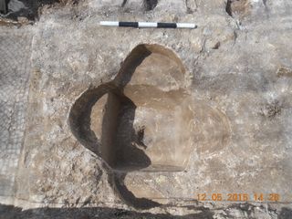 A baptismal font from the excavation in Jerusalem.