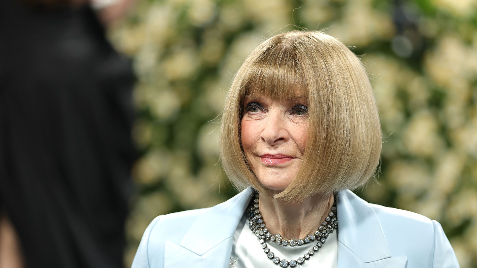 a headshot of anna wintour at the met gala