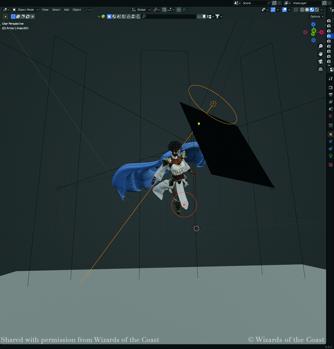 Image from a fantasy art tutorial using 3D blockouts