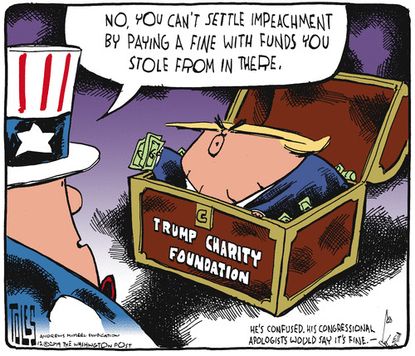Political Cartoon U.S. Trump Charity Foundation