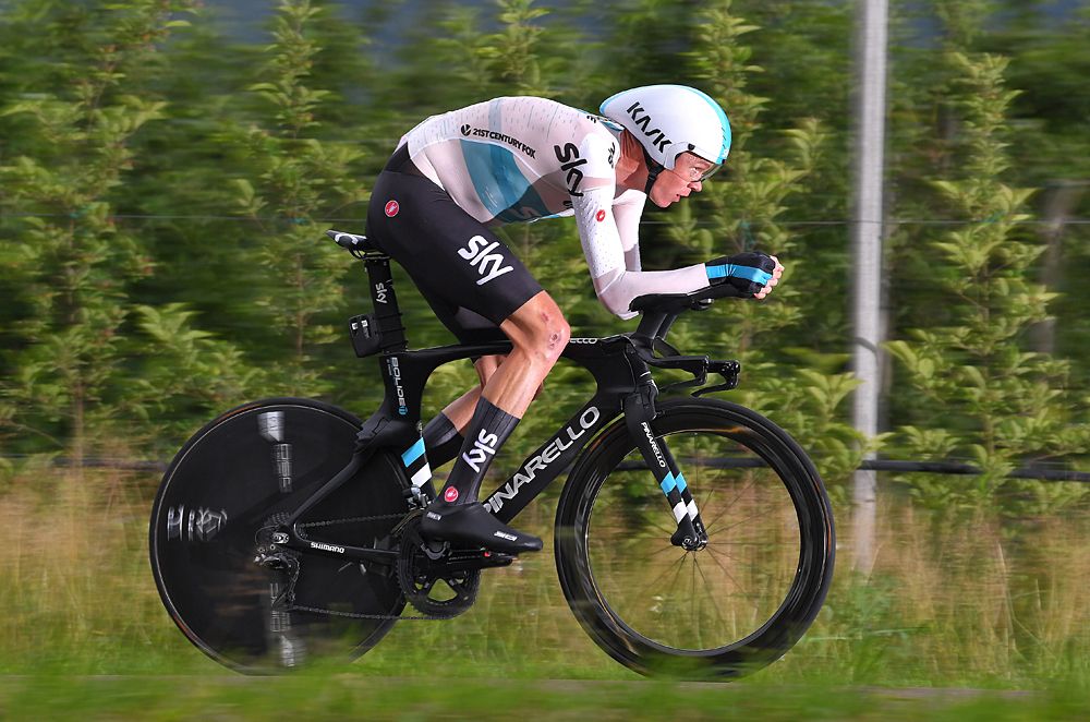 Chris Froome (Team Sky) during the stage 16 time trial at the Giro d'Italia