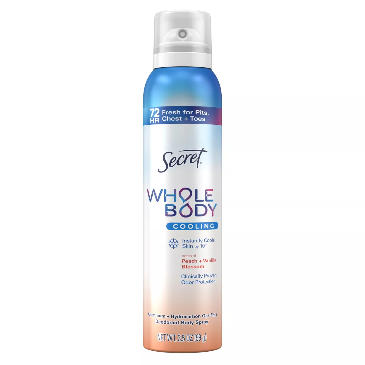 Secret Whole Body Deodorant Spray - Peach U0026#38; Vanilla - Aluminum-Free 3.5oz