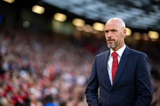 Manchester United boss Erik ten Hag looks on prior to the Premier League match between Manchester United FC and Fulham FC at Old Trafford on August 16, 2024 in Manchester, United Kingdom.