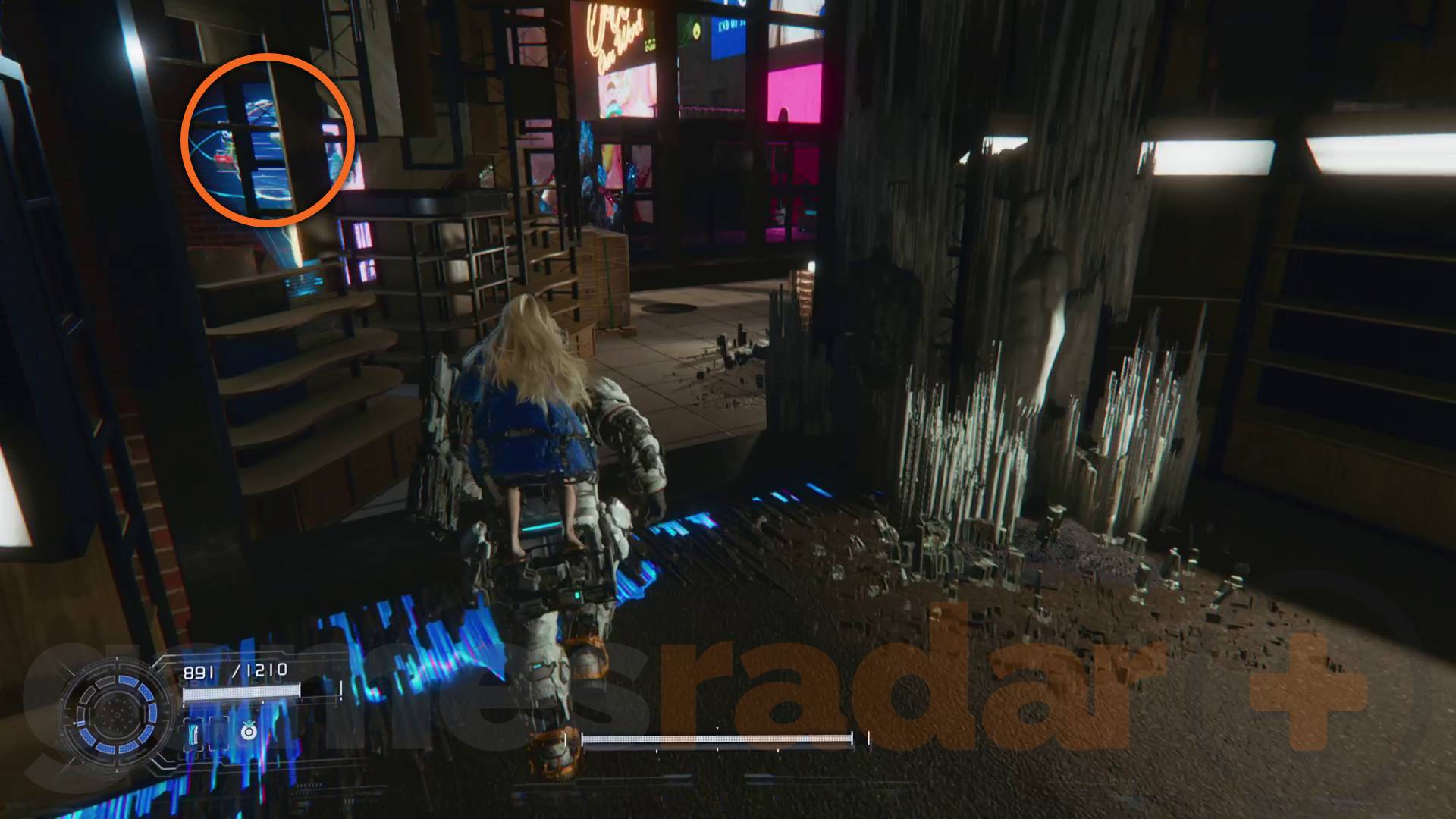 Pragmata MPA collectibles shopping district REM behind shelves