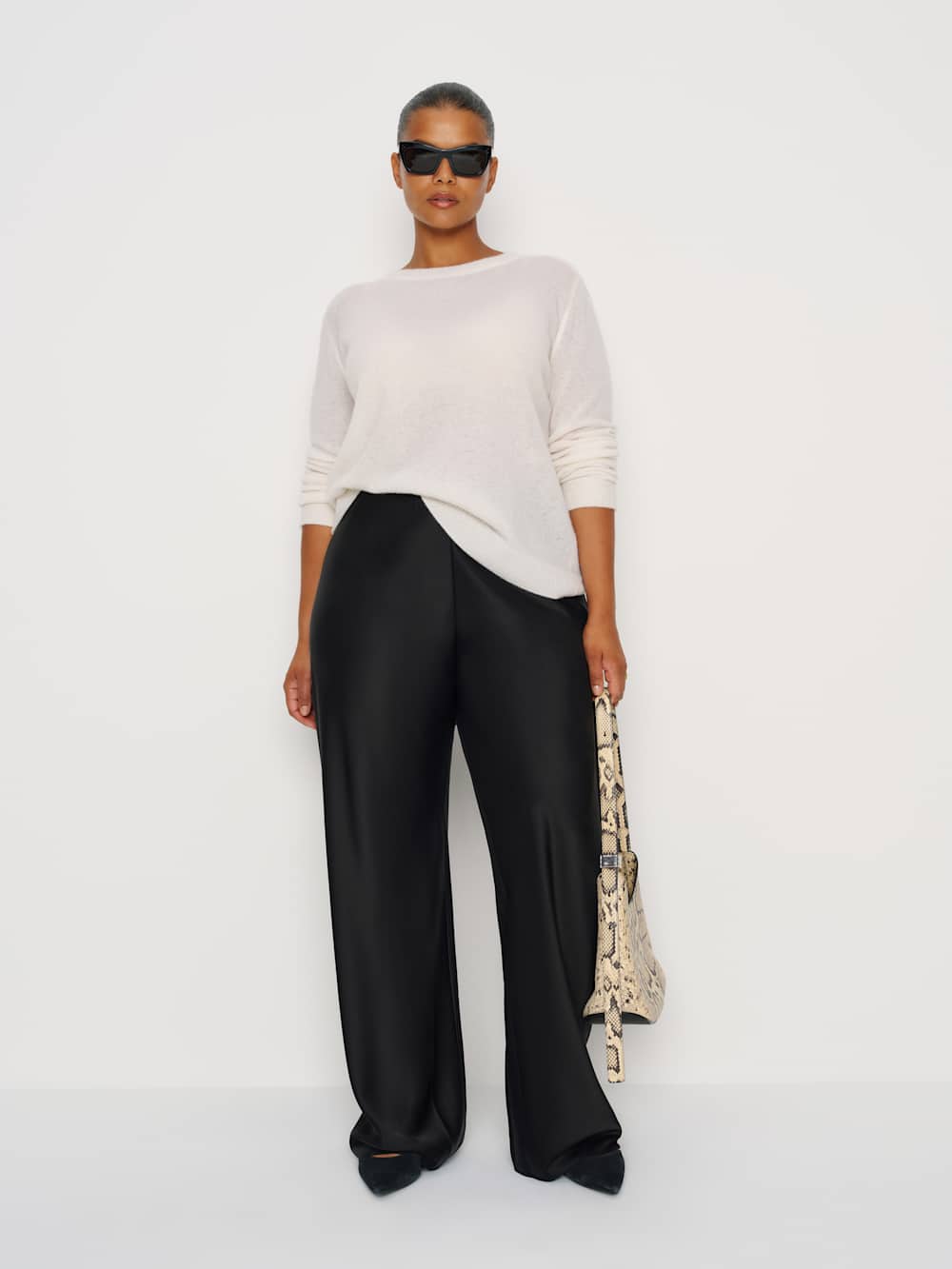 Gale Satin Mid Rise Bias Pant Es