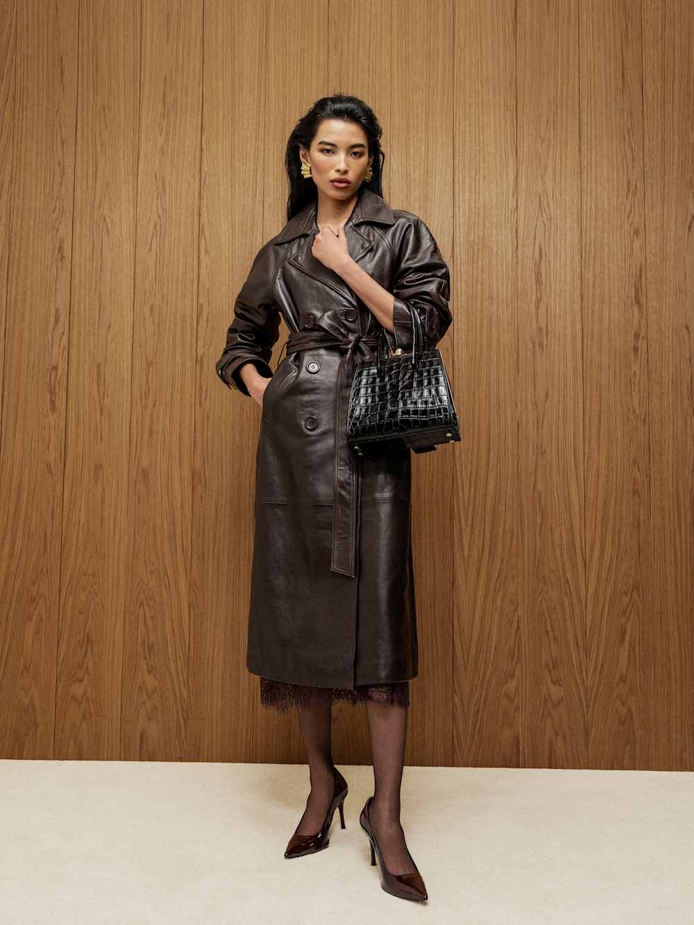 Veda Ashland Leather Trench