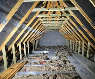 A loft being converted using the Telebeam flooring system