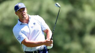 Bryson DeChambeau takes a shot in the second round of The Masters